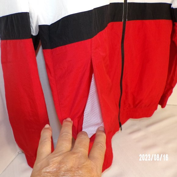 UNISEX AIR JORDAN RED, WHITE AND BLACK HOODED FULL ZIPPERED WINDBREAKER JACKET - Picture 5 of 11